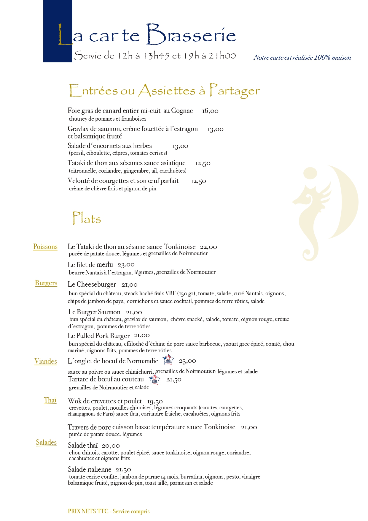 La Carte Brasserie - La Crêperie du Château